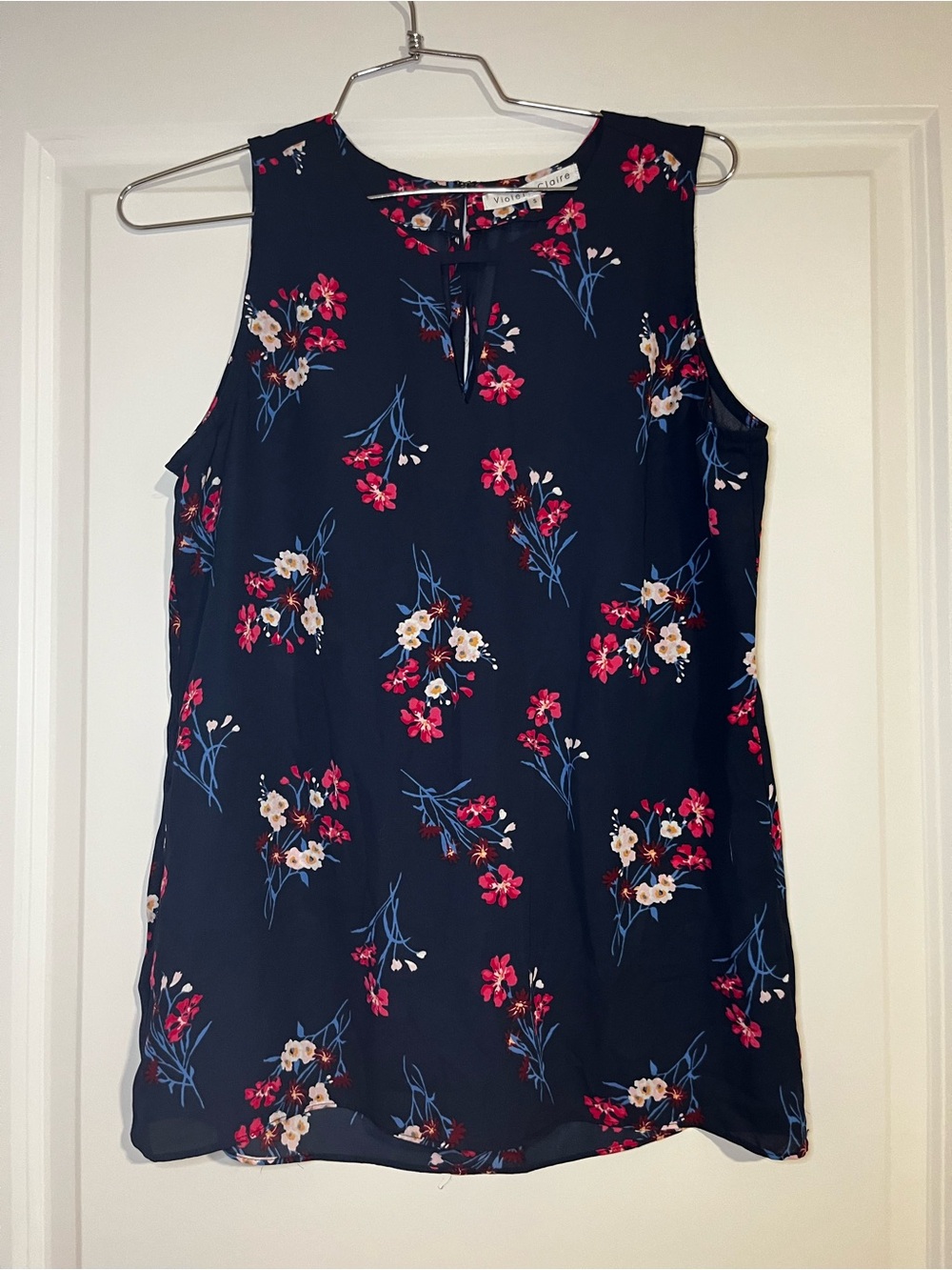 Violet & Claire Navy Floral Sleeveless Tank Top
